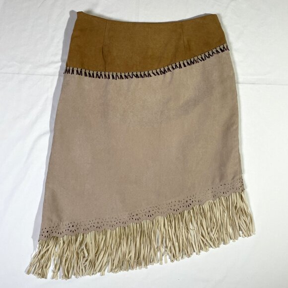 Western Vintage Cowboy Faux Suede Fringe Skirt main image 0